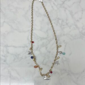 Chico’s Gold Charm Necklace with Multicolor Accents